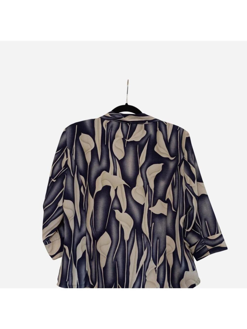 90s Y2K Abstract Botanical Statement Blouse | Kathy Che Size 12 - Picture 3 of 7
